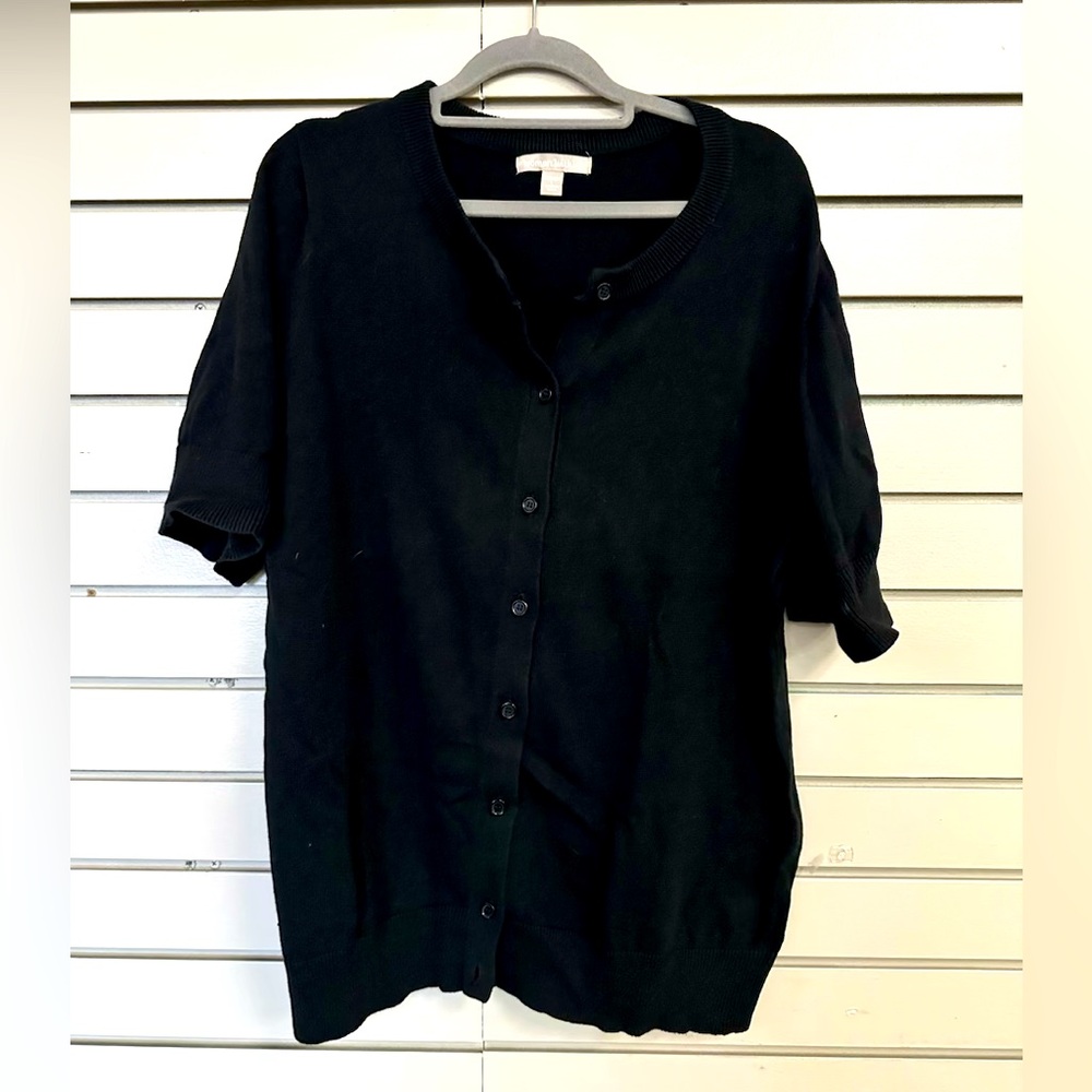 Woman Within Women’s Black Button Down Cardigan. Size L 18/20. Like New!